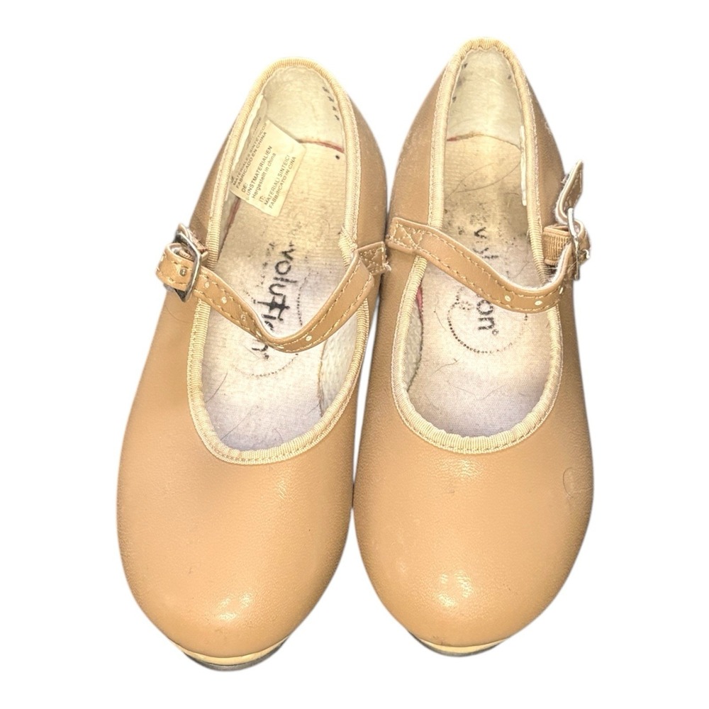 Revolution Dancewear U-Shell Tan Tap Shoes (826)‎ Sz 12 Children's